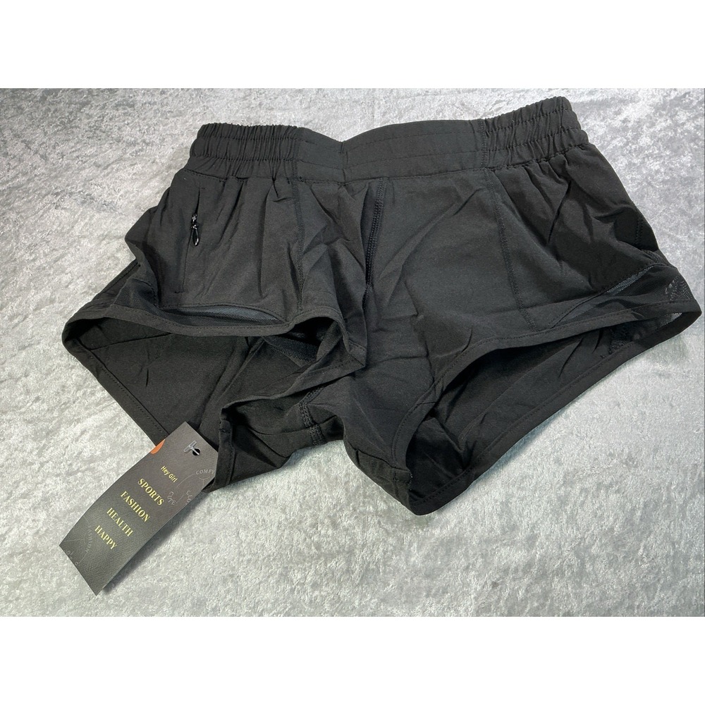Hey Girl XS Little Girls Black Zipper Pocket Lined  Sports Shorts Polyester Span
